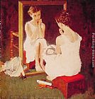 Norman Rockwell Famous Paintings - Girl at Mirror
